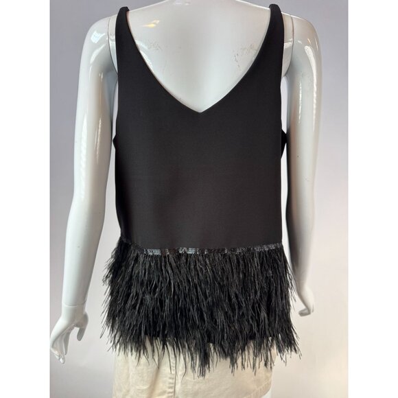 Romeo + Juliet Couture Black Feather Fringe V-Neck Tank Top L - Picture 16 of 16